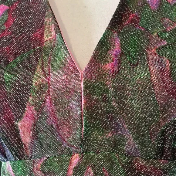 Vintage 70s Shimmer Abstract Maxi Dress - Picture 5 of 9